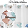 thumbnail image 3 of Americanflat Rideau de Douche Sans Crochets 72x75 - Rideau de Douche Floral Résistant à l'Eau avec Panneau Transparent, Doublure à Encliqueter et Oeillets - 100 % Polyester - Rideaux de Salle de Bain Botaniques - Rose, Bleu et Blanc, 3 of 5