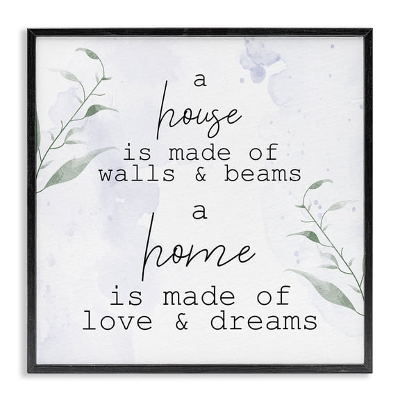 Stupell Industries Shabby Chic Home is Love & Dreams Phrase Black Framed Giclee Art, 12 x 12, by Kim Allen