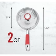 Concord 2 Quart Stainless Steel Saucepan with SIMPLE POUR Vented Glass Lid. Features Dual Pouring Spouts and Volume Marking. Perfect for making Sauces, Jam, Ramen, and more