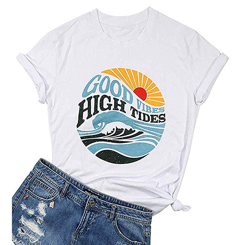 Women's GOOD VIBES HIGH TIDES Letter 