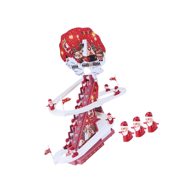 Cateissary Decoraciones Escalada Escaleras Juguete Educativo Temprano Juguete Musical de Papá Noel Tobogán Juguetes Niños Fiesta de Navidad Kits de decoración para fiestas Cateissary HA039076-00