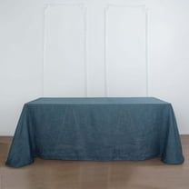 Efavormart 90x132" Blue Premium Faux Linen Rectangular Tablecloth | Wrinkle Free Tablecloth