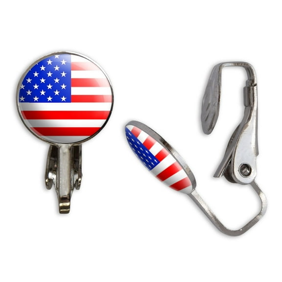 USA Flag Clip-On Stud Earrings