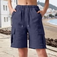 thumbnail image 6 of Delayuji Women's Cargo Short Fashion Casual Short With Pockets Cotton Linen Short Loose Shorts, 6 of 7