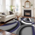 thumbnail image 3 of Rectangle Area Rugs 5 x 7 Ft, Blue Geometric Non-Slip Residential Carpet, Grey Vintage Neutral Abstract Striped Art Indoor Crawling Mats Runner Rugs for Living Room/Dining Room/Bedroom, 3 of 8