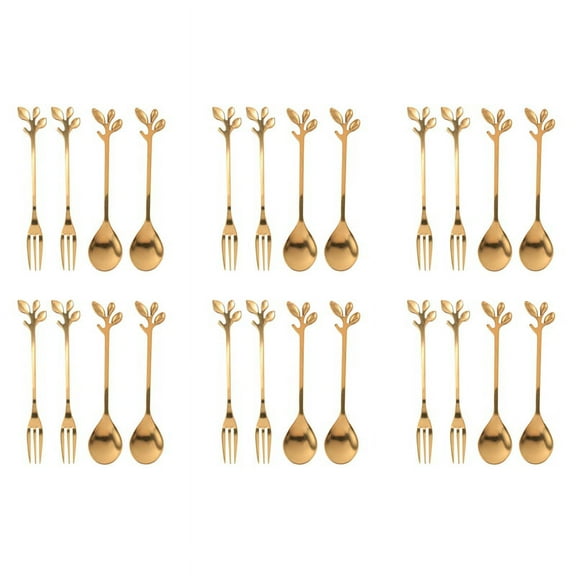 Tableware Coffee Spoon Fork,24 Pack(12 Spoons 12 Forks)