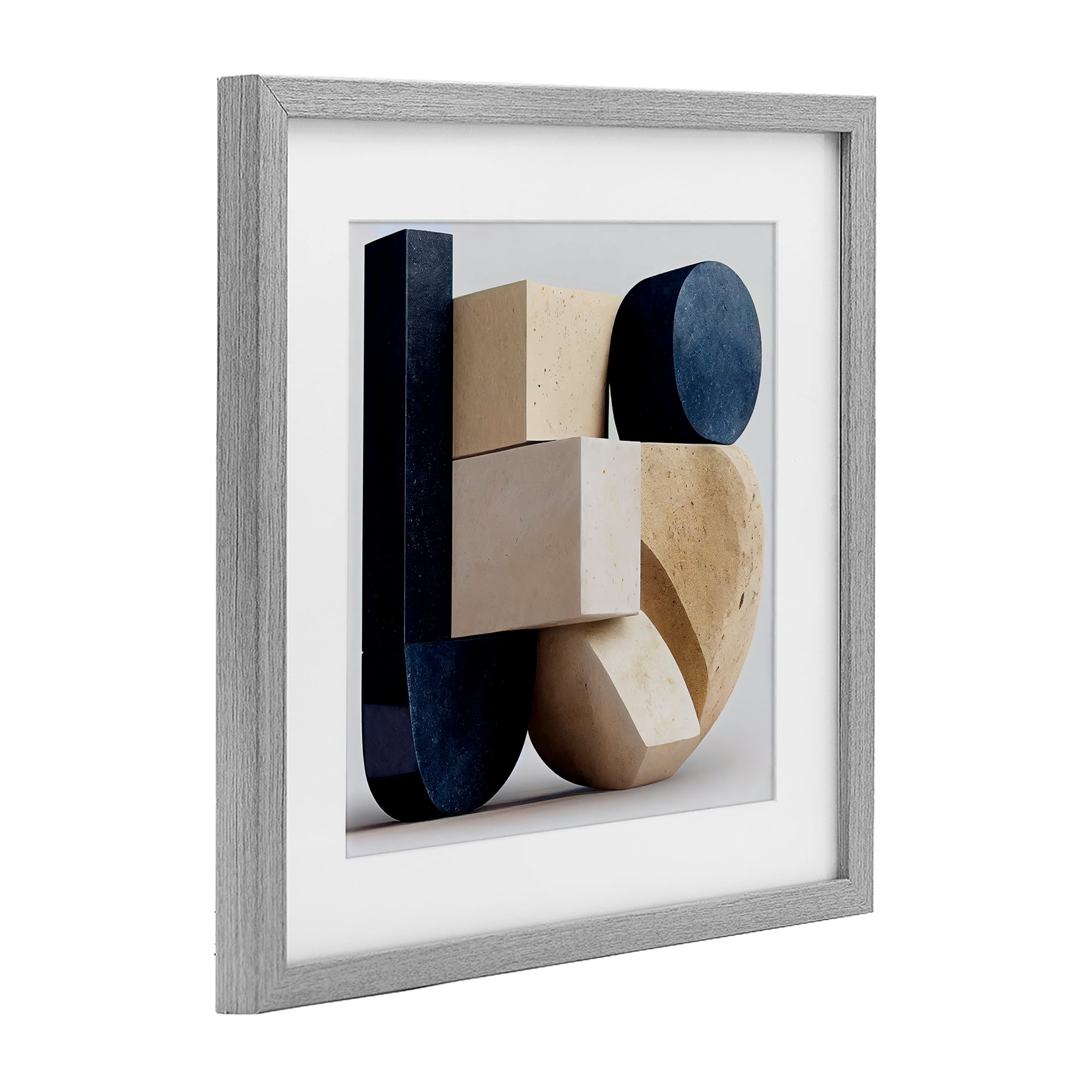 Shapes Of Things Geometric Contour Gray Framed Print Under Glass, design by Sasha