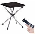 thumbnail image 1 of 1 Pce Tabouret Pliant Rétractable Extérieur Portable Banc de Camping en Acier Inoxydable et Tabouret de Pêche - Noir P, 1 of 5