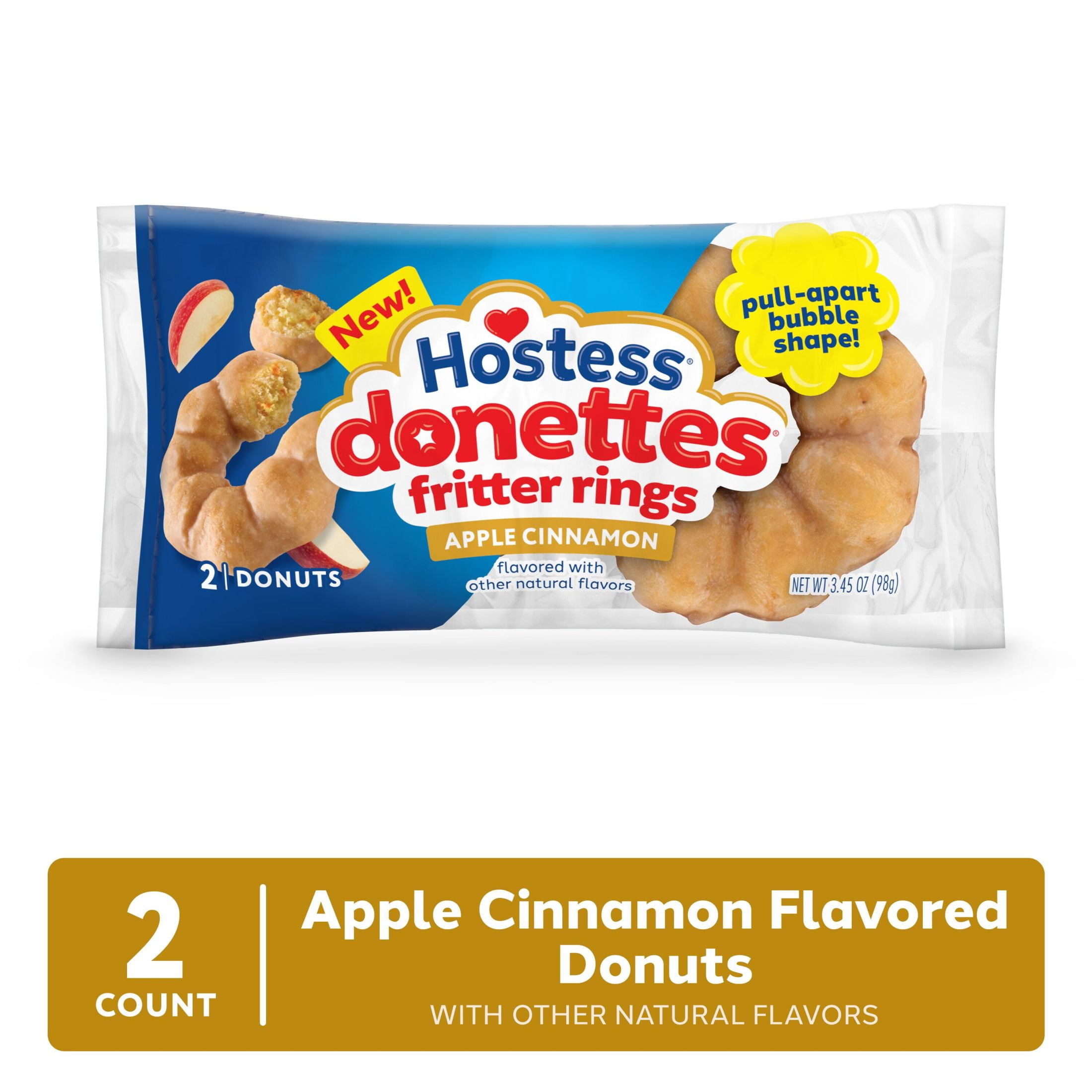 Hostess Donettes Fritter Rings, Apple Cinnamon Flavored, 3.45 oz (2 Count)