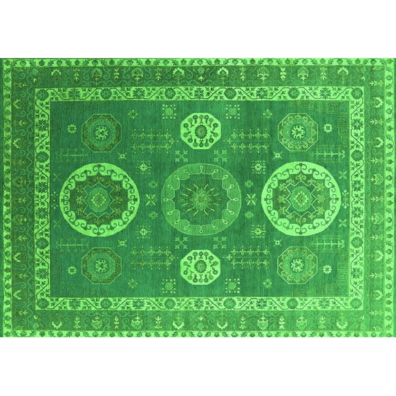 Ahgly Company Indoor Rectangle Oriental Green Industrial Area Rugs, 2' x 3'