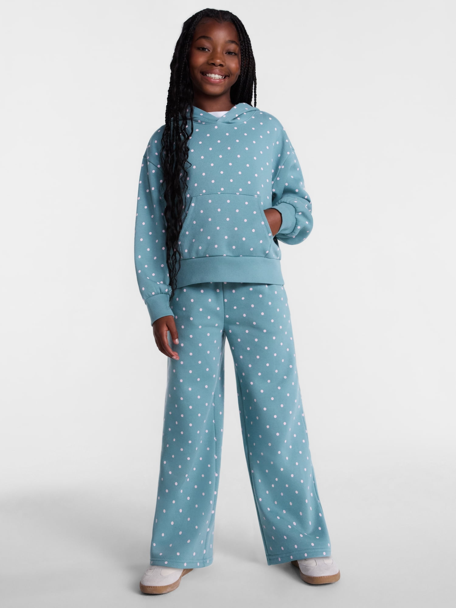 Wonder Nation Girls' Pullover Fleece Hoodie with Long Sleeves, Sizes 4-18 & Plus
