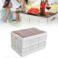 thumbnail image 2 of Large Capacity Foldable Storage Box with Wood Lid Stackable Collapsible Home Crate, 2 of 5