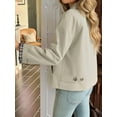 thumbnail image 4 of Women'S Cropped Trench Coat Light-Weight Single Breasted Jacket Fall Windbreaker Fashion Outerwear Apricot Color XL, 4 of 8