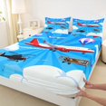 thumbnail image 3 of Homewish Modern Airplane Bed Sheets,Cartoon Aircraft King Sheets,Blue White Red Sheet Set For Boys Kids,Microfiber Bedroom Decor,4pcs, 3 of 7