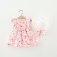 thumbnail image 2 of IBTOM CASTLE Toddler Baby Girls Tutu Dress Summer Sleeveless Backless Princess Casual Birthday Party Dresses Flower Bow Sundress with Straw Hat Set 2-3 Years Pink Flower + Ruffle, 2 of 8