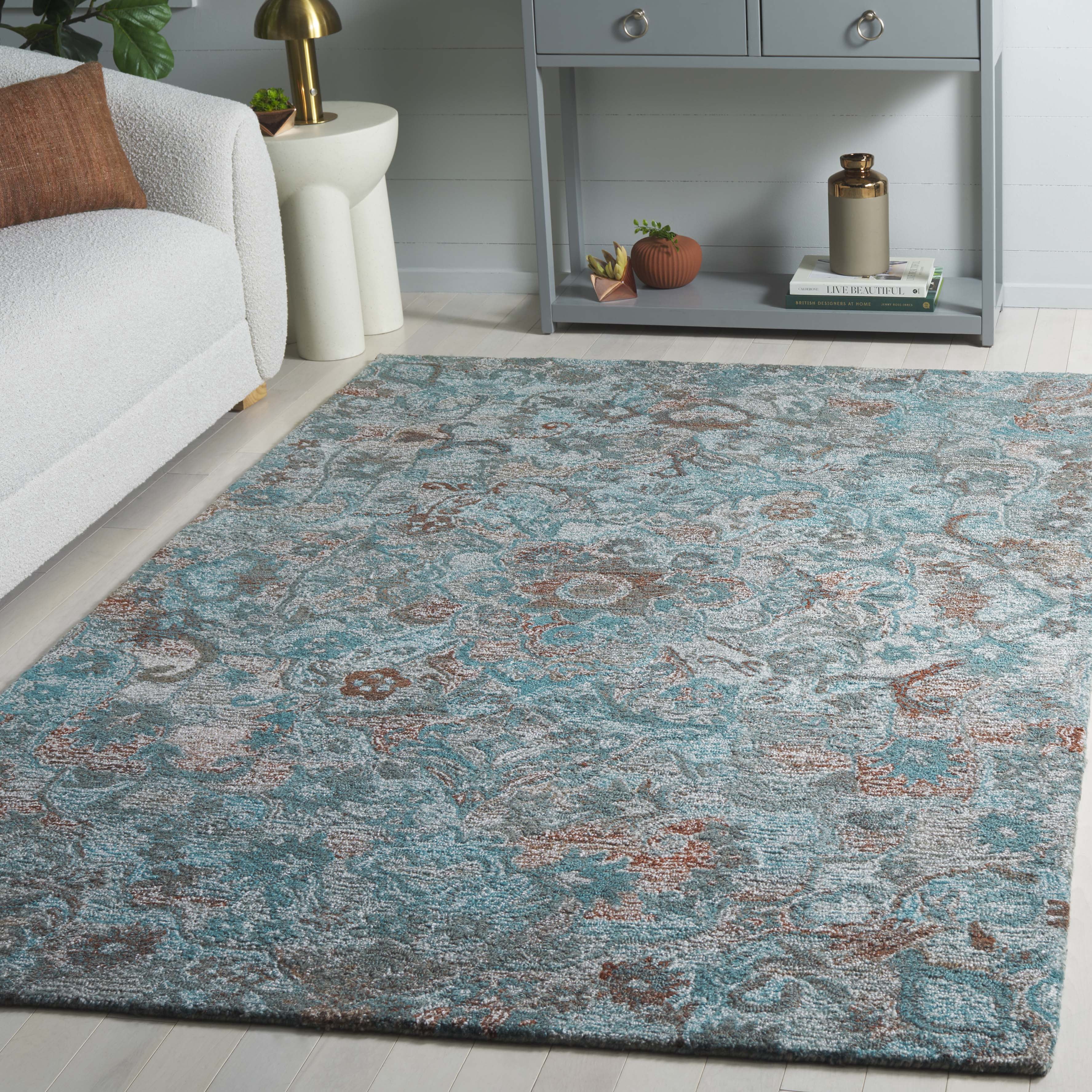 SAFAVIEH Anatolia Salome Medallion Area Rug, Turquoise/Brown, 4' x 6'