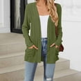 thumbnail image 2 of Htigea Cardigan for Women Lightweight Open Front Long Sleeve Knit Ribbed Cardigans Casual Outerwear with Pockets Army Green M, 2 of 4