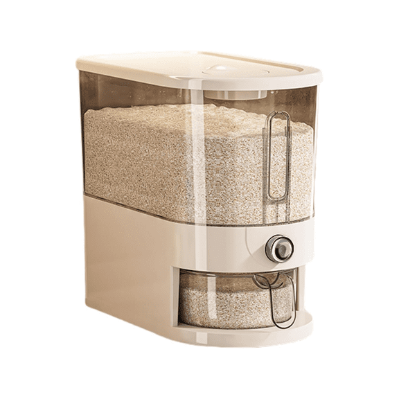 10 Lbs/5KG Clear Rice Dispenser, Press Type Automatic Rice Storage Container, Sealed Moisture-Proof Insect-Proof Grain Organizer with Visible Window for Kitchen Pantry