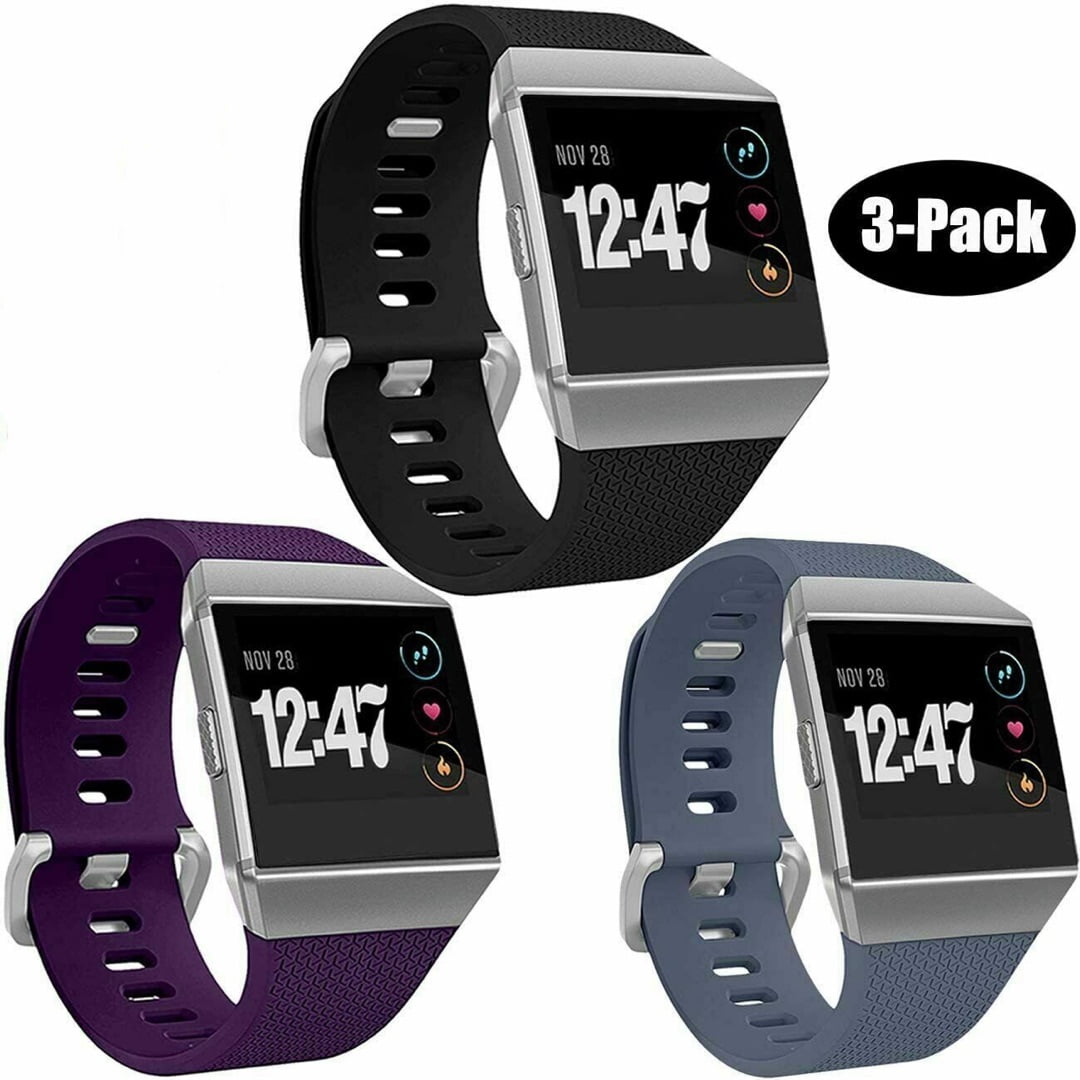 3 Pack Bands for Fitbit Ionic Soft Silicone Sport Wristbands with Buckle Unisex 