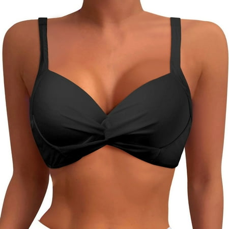 ANINEO Women Swimwear Underwire Bikini Tops Push Up Bathing Suit Tops Padded Bra Swimsuit Tops Stylish Hawaii Summer Tropical Brazilian Beachwear