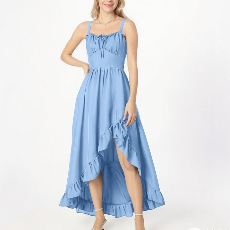 light blue peasant dress Metallic Detail Tiered Peasant Maxi Dress - Blue Danube