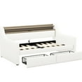 thumbnail image 5 of White Twin Daybed With Drawer Compartments, Led Lights, Charging Station & Solid Frame Storage Drawers, In Elegant, 5 of 7