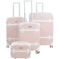 thumbnail image 3 of Set 4 Maletas Vintage Rack and Pack  4 Ruedas Resistentes Retro Tipo Baul Rosa, 3 of 7