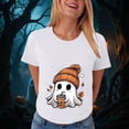 thumbnail image 4 of Akiihool Halloween Women Women's T-Shirts Crew-Neck Boho Flowers Wildflowers Tee Cute Summer Graphic Shirts Short Sleeve T Shirt White,L, 4 of 8