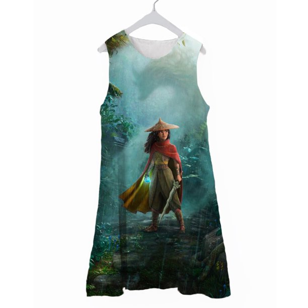 Disney Raya y el último dragón 3D estampado niñas vestido dibujos animados película Kumandra Raya princesa vestidos niños disfraz Cosplay150 zhangyuxiang CONDUJO
