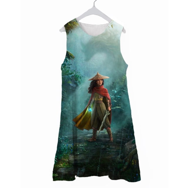 Disney Raya y el último dragón 3D estampado niñas vestido dibujos animados película Kumandra Raya princesa vestidos niños disfraz Cosplay110 zhangyuxiang CONDUJO