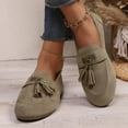 thumbnail image 2 of Modisza Ballet Flats Shoes for Women Closed Round Toe Mary Jane Slip on Casual Loafers Tassel Walking Driving Moccasins Khaki 9.5, 2 of 8