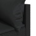 thumbnail image 6 of vidaXL 3 Piece Patio Lounge Set with Cushions Black Poly Rattan, 6 of 10
