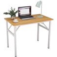 thumbnail image 1 of SOGES 39.4 inches Computer Desk for Small Space Small Folding Table, Teak & White, 1 of 8