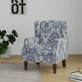 thumbnail image 5 of DREAMSIDEA Wingback Accent Chair with Nailhead Trim & Retro Wood Legs, Floral Pattern Arm Chair for Living Room-Navy, 5 of 6