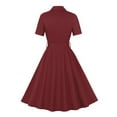 thumbnail image 3 of HJYCHN Women's Elegant Tea Length Party Swing Dress with Functional Pockets for Versatile Occasions and Daily Wear Comfort Red XL, 3 of 5