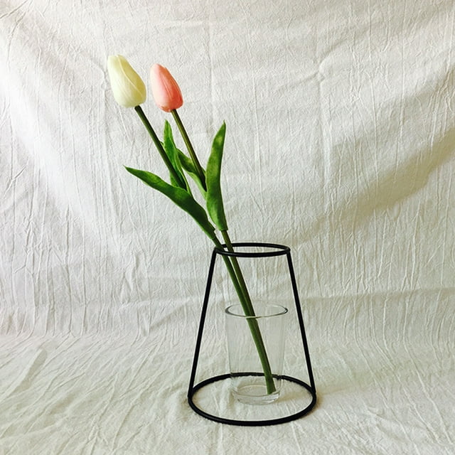 Dvkptbk The Racks Minimalist Abstract Vase Black Iron Brief Vase Flower Racks Ornaments Home Decor on Clearance