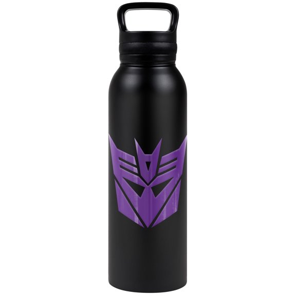 Transformers Official Decepticon 24 oz Insulated Canteen Water Bottle, Leak Resistant, Vacuum Insulated Stainless Steel with Loop Cap