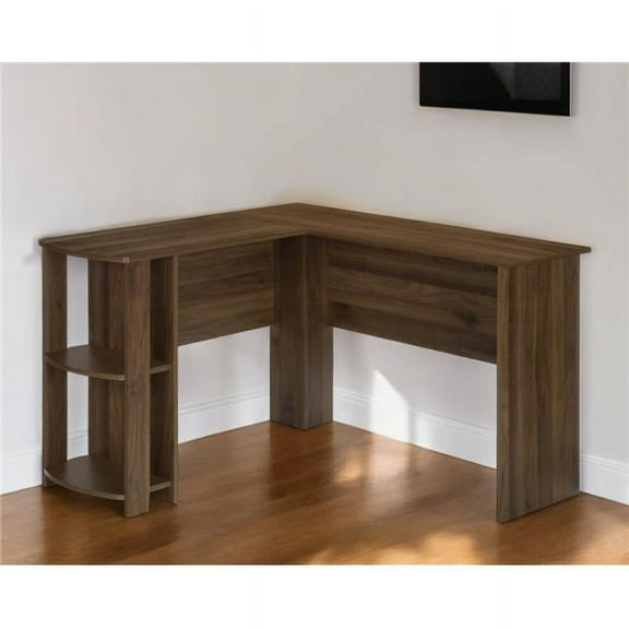 HomeRoots 489890 47 in. Brown Wood L Shape Computer Desk, 60 lbs