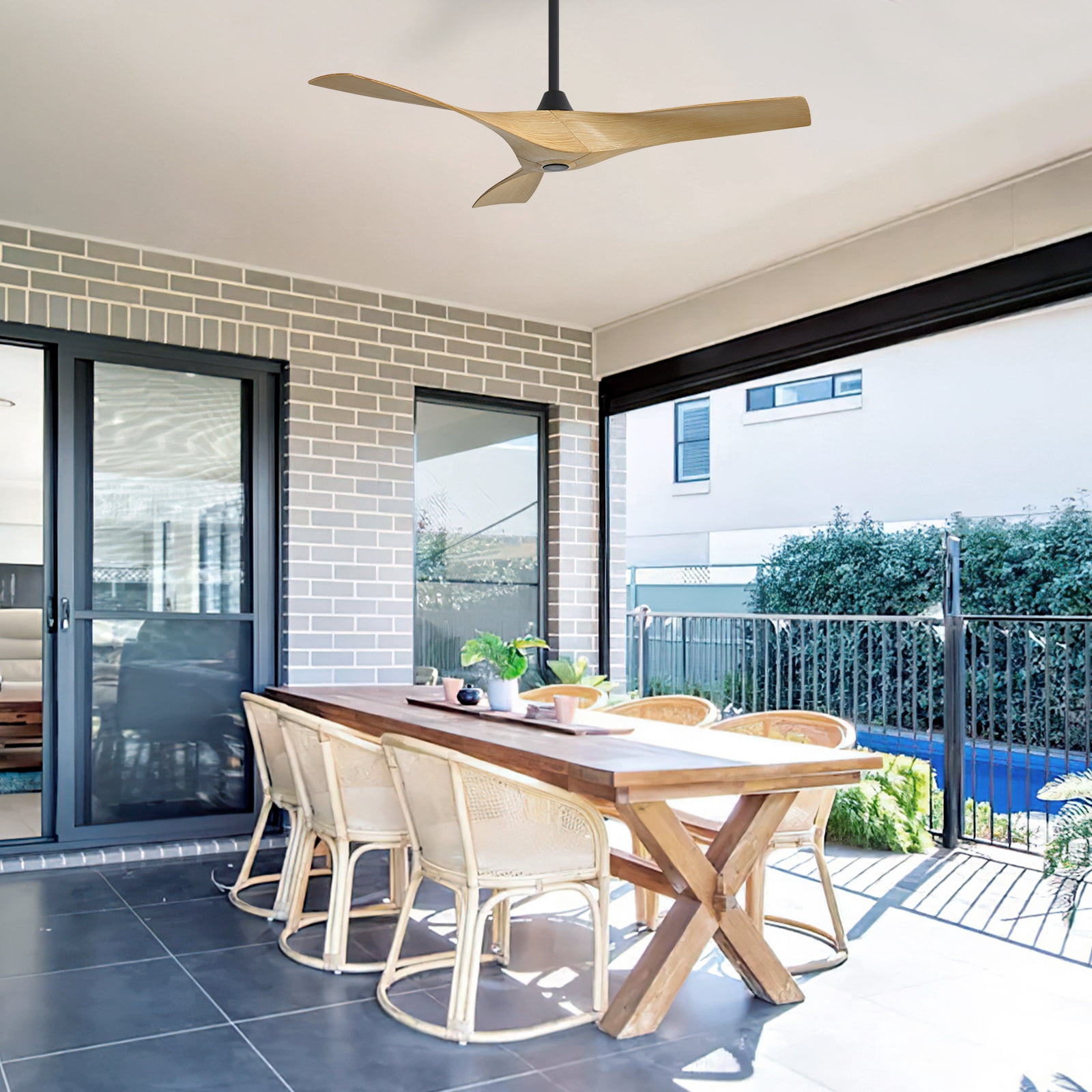 Sofucor 52" Downrod ABS Ceiling Fans with Remote control ,Reverse Airflow,6 Wind Speed,Indoor&Outdoor Use,Sloped Ceiling Applicable