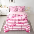 thumbnail image 3 of Manfei Girly Pink Flamingo 7-Piece Bedding Comforter Set, Chic Fashion Abstract King Bedding Sets, Teens Kids Girls Female Reversible Bed Sheets, Breathable Home Decor, 3 of 8