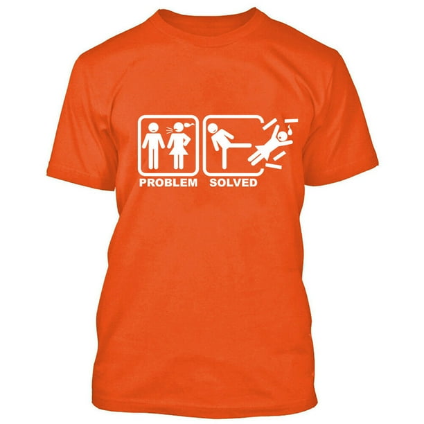 Problem Solved Marriage Funny T-Shirt Party Outfit Color Orange 3X-Large - Problem Solved Marriage Funny T-Shirt Party Outfit Color Orange 3X-Large -