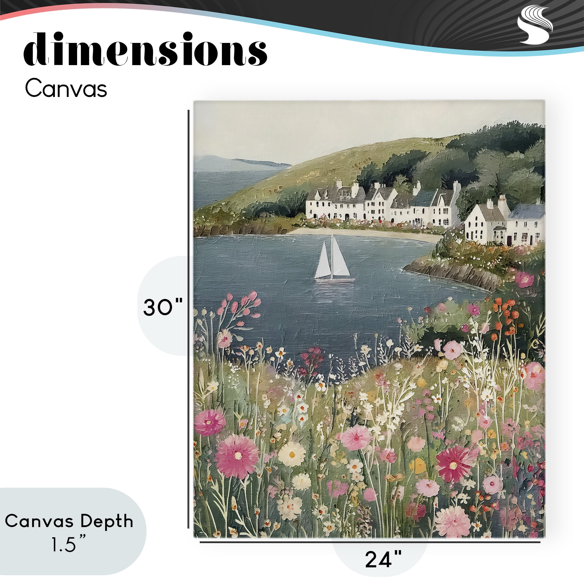 Stupell Industries Clifftop Meadow & Sailboat Canvas Wall Art, design by Riley B