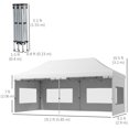 thumbnail image 3 of Outsunny 20' x 10' Pop-Up Canopy Instant Tent Shelter w/ Roller Bag, White, 3 of 10