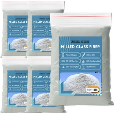 1 LBS Milled Fiberglass - Epoxy Thickener - Fiberglass Resin Filler Material for Epoxy, Vinyl Ester, & Polyester Resin - Add To Fumed Silica Thickener for Repairing Holes, Cracks and Tears [Pack of 5]