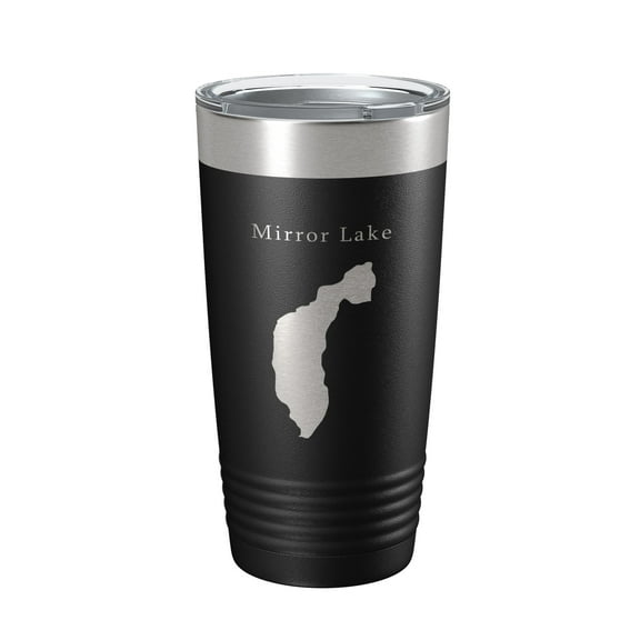 Mirror Lake Map Tumbler Travel Mug Insulated Laser Engraved Coffee Cup New York 20 oz Black