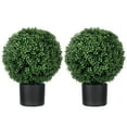 thumbnail image 2 of HOMCOM 20.5" Artificial Boxwood Topiary Trees, Set of 2 Potted Indoor Fake Plants for Home Office & Living Room Decor, 2 of 9