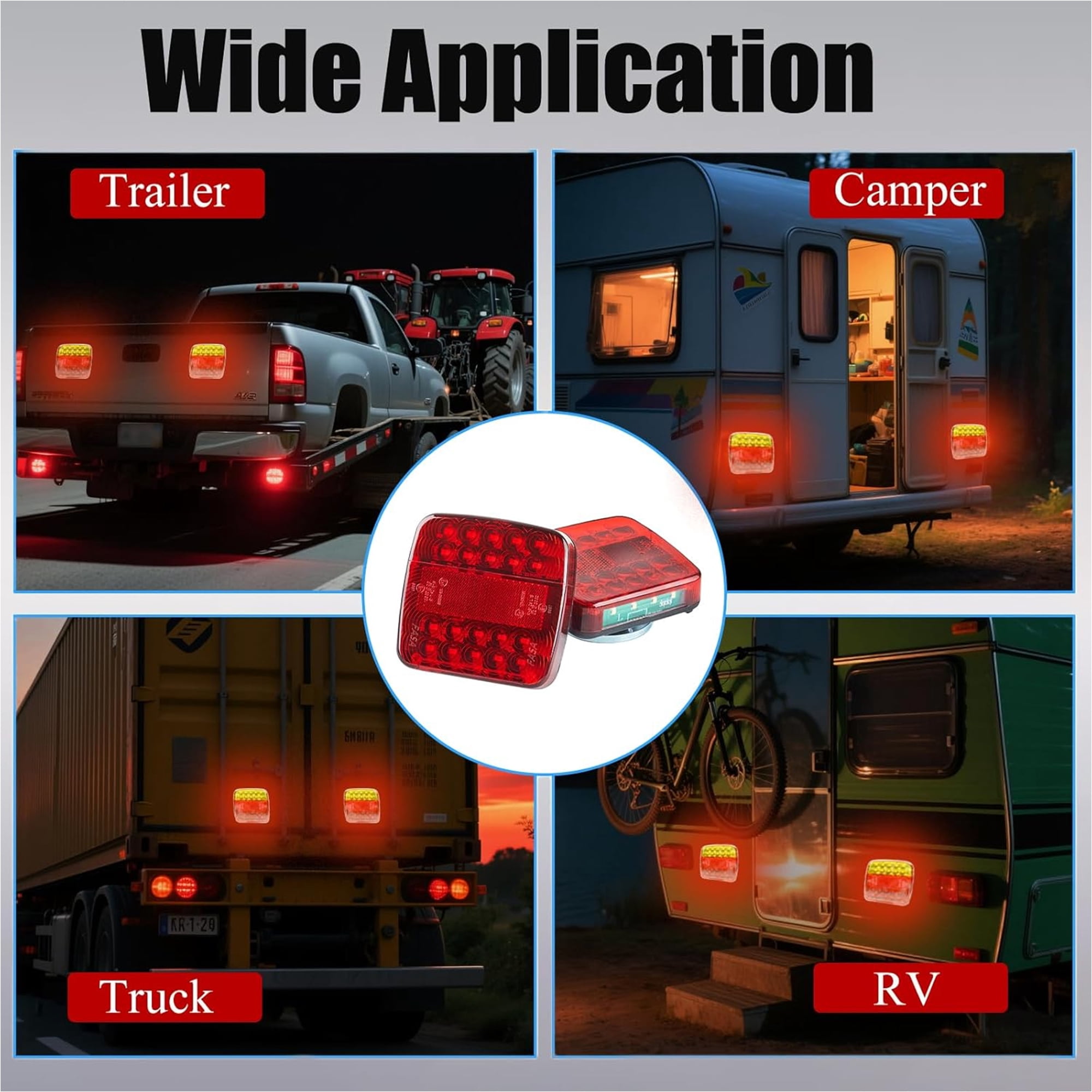 Magnetic Wireless Tail Lights Kit for Trailer, Led Trailer Rear Lights for Truck, Flatbed, Camion, Semi, Rv, 12v Tow Taillights with Turn Signals, Brake Signals, IP67 Waterproof