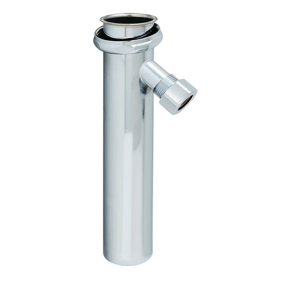 17GA Chrome Brass Trap Primer Tailpiece 1-1/2" x 8" Direct Connect 3/4" Outlet