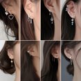 thumbnail image 3 of GKNET 925 Silver Zircon Clip Long Tassel Stud Earrings Drop Line Women Jewellery Gift-#22 9cm ear line, 3 of 9
