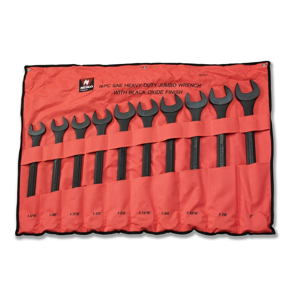 Neiko 03129A Jumbo Combination Wrench Set, 10 Piece Black Oxide
